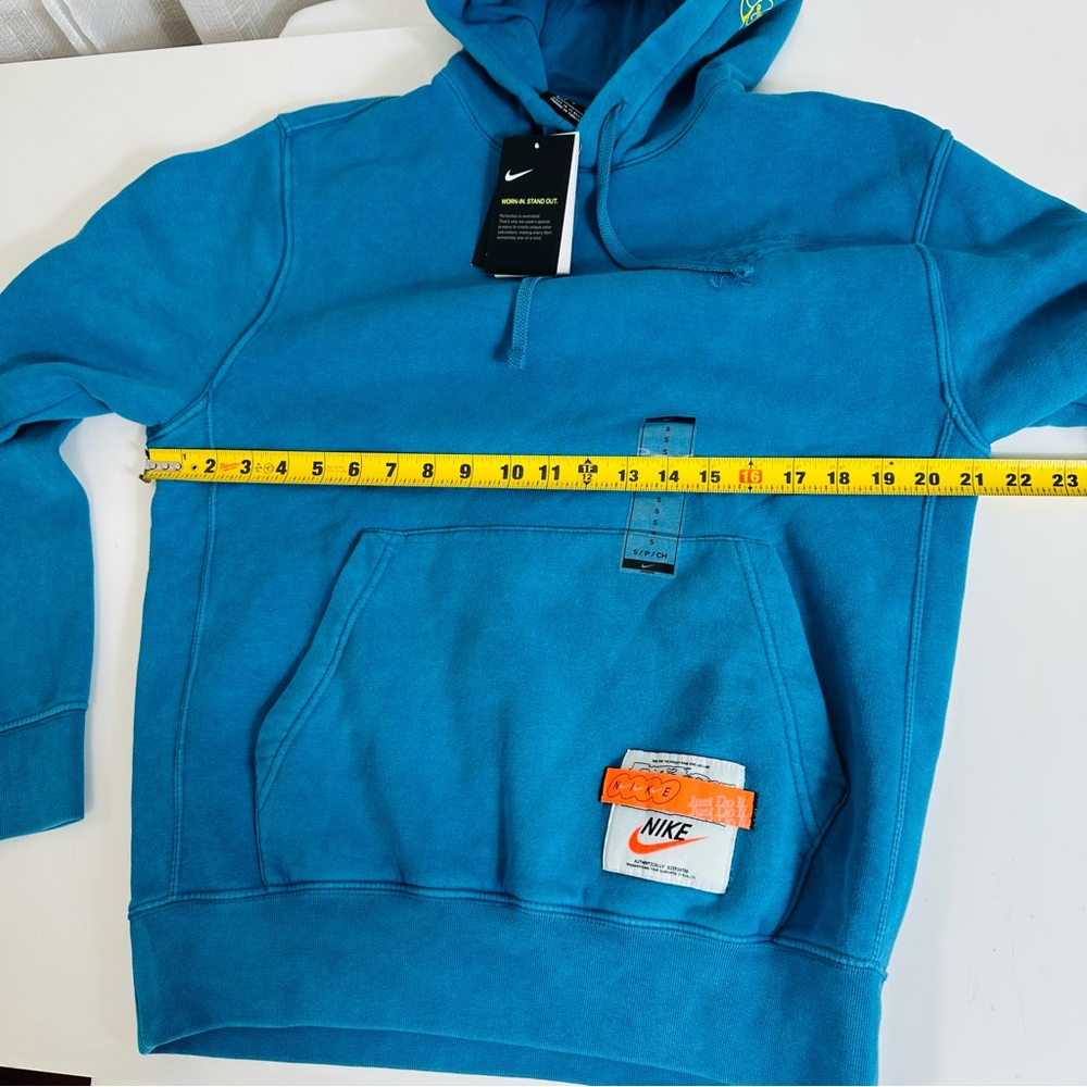 NIKE standard fit MENS SWEATSHIRT blue hooded HOODIE kangaroo pocket SMALL - Picture 4 of 13